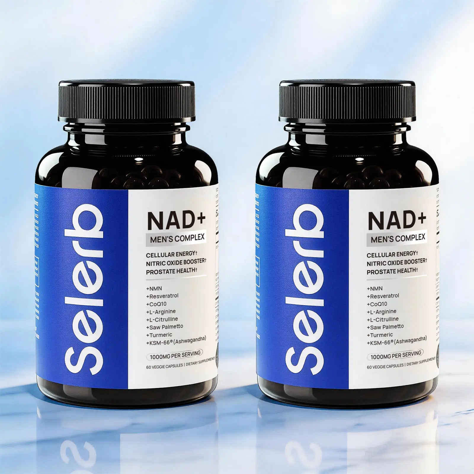 NitroCore NAD cellular optimization supplement bottle for men's wellness and energy support.