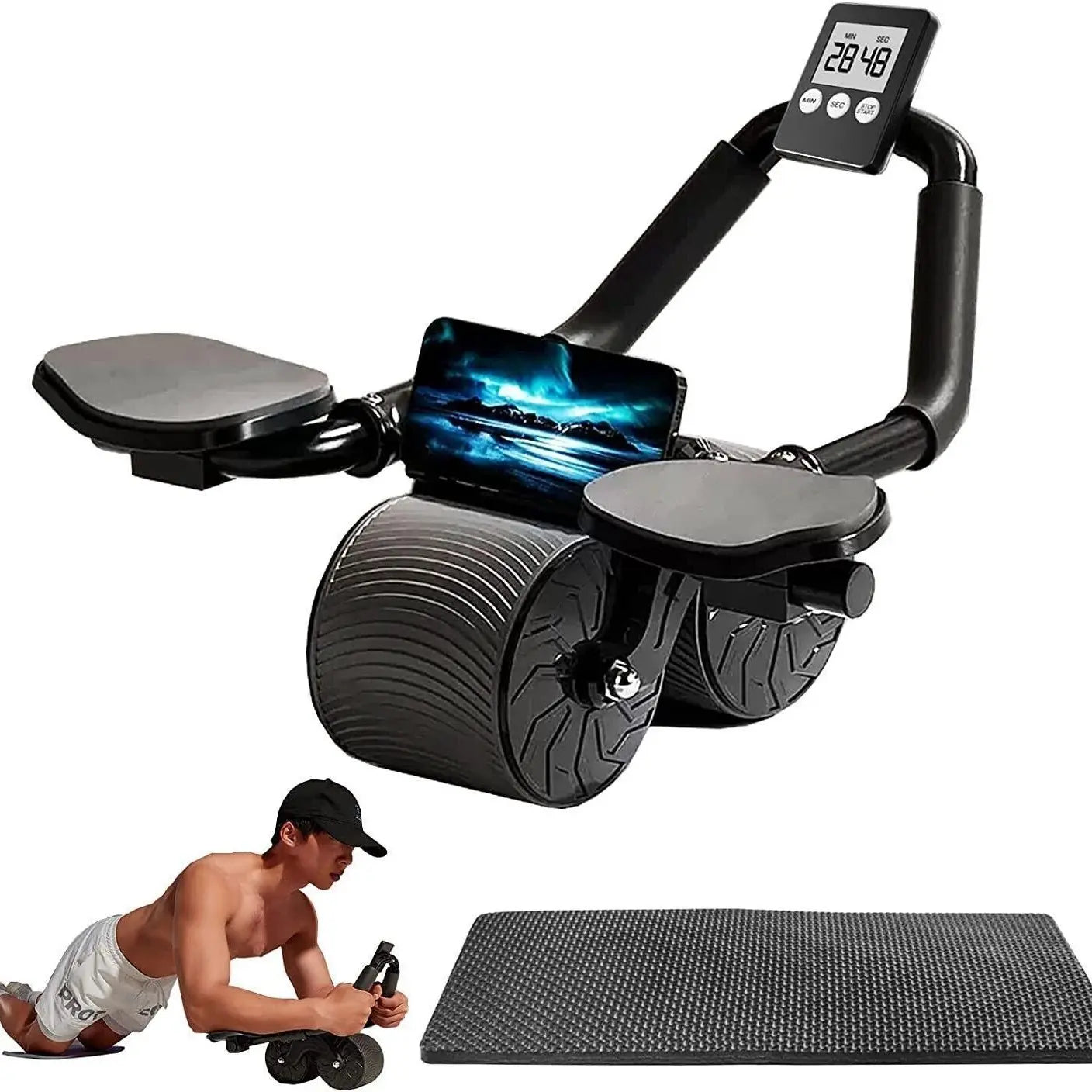 “automatic rebound ab wheel AbX Pro front view
