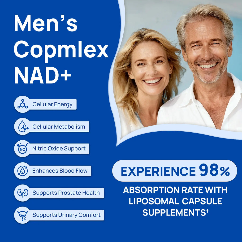 NitroCore NAD cellular optimization supplement bottle for men's wellness and energy support.