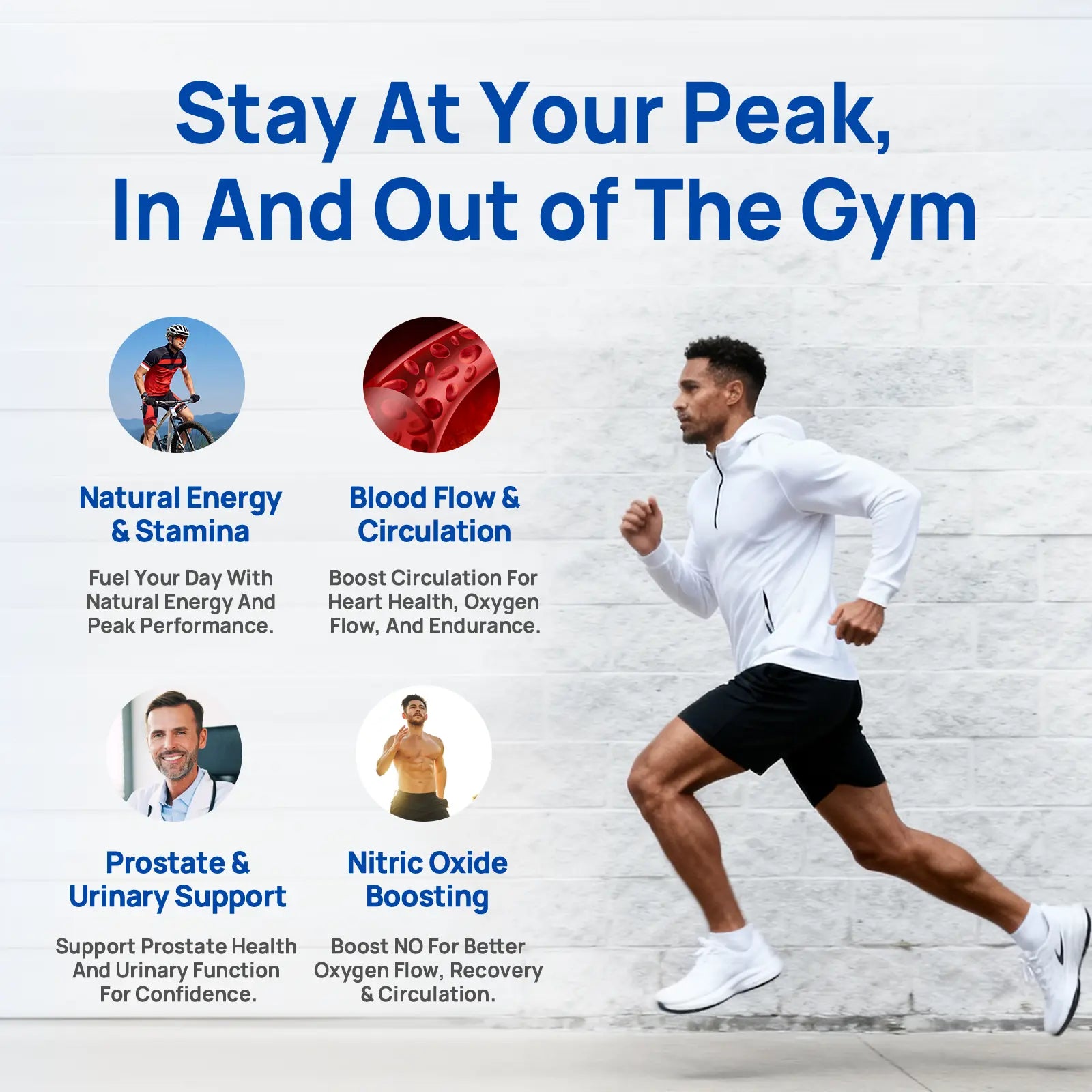 NitroCore NAD cellular optimization supplement bottle for men's wellness and energy support.