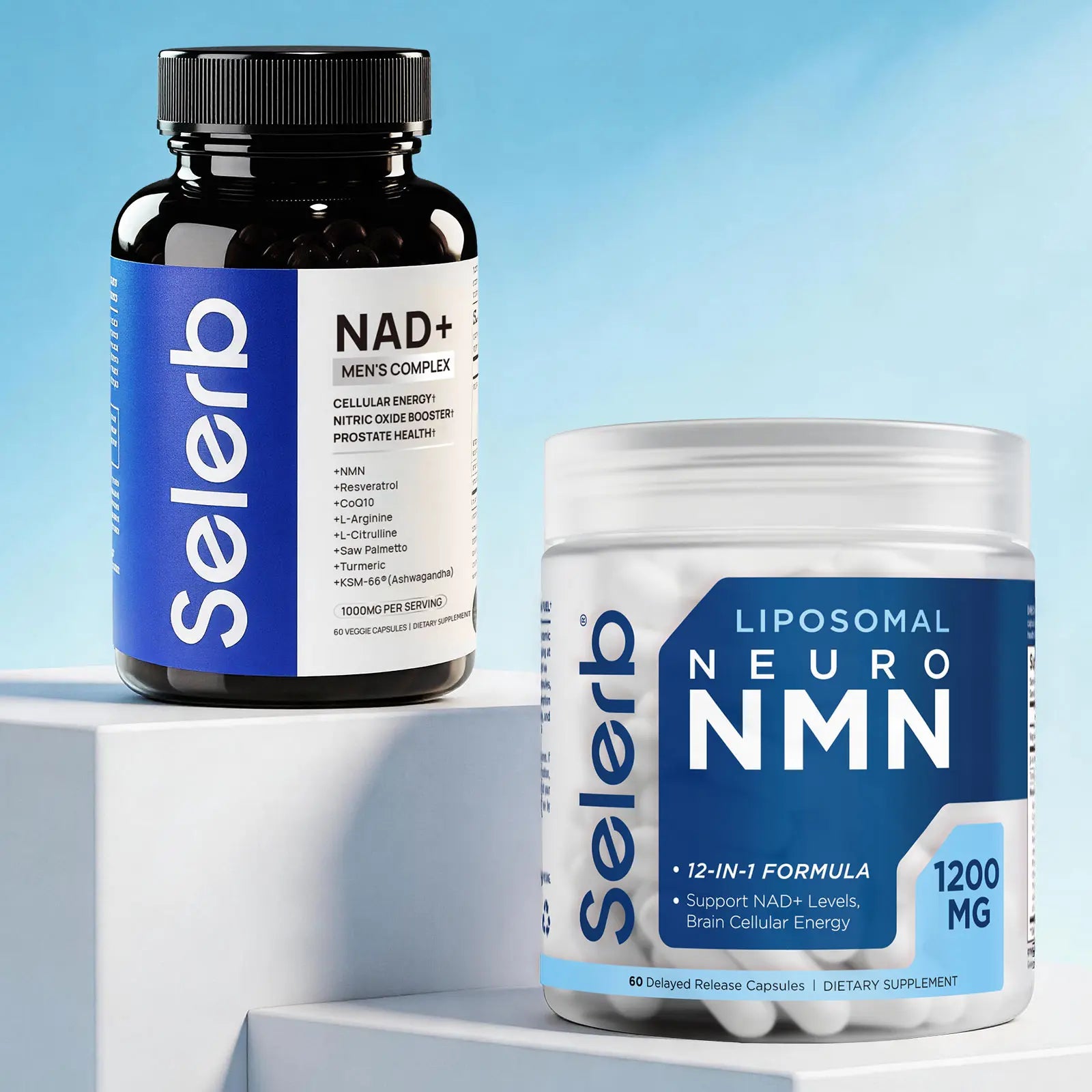 NitroCore NAD cellular optimization supplement bottle for men's wellness and energy support.